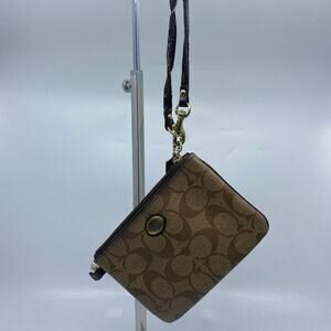 COACH Tan Brown C Signature Canvas Wristlet